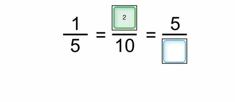  1/5 =frac  ?10= 5/□  