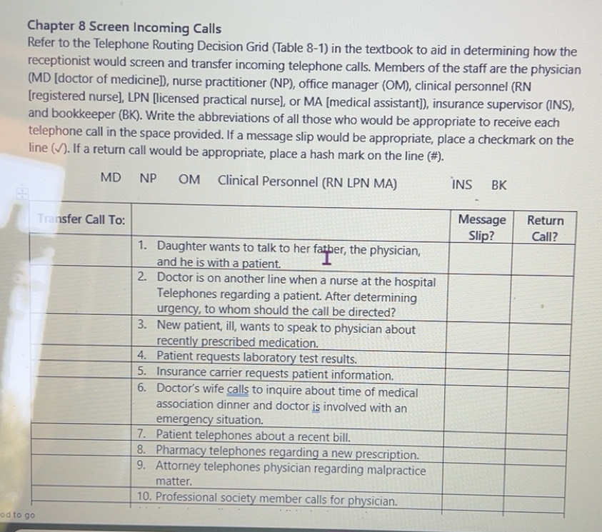 Solved: Chapter 8 Screen Incoming Calls Refer to the Telephone Routing ...