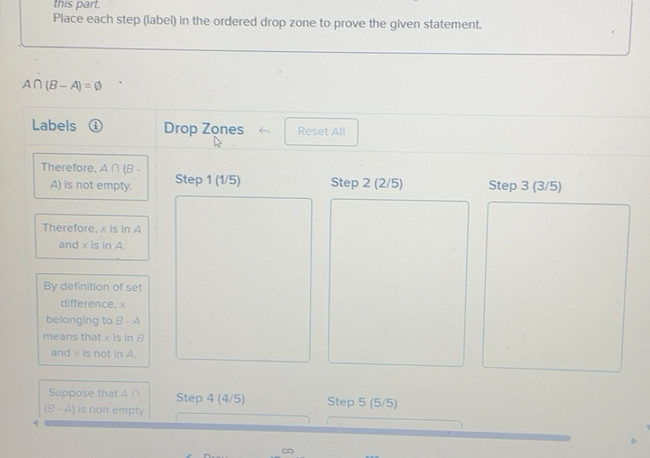 Solved: this part. Place each step (label) in the ordered drop zone to ...