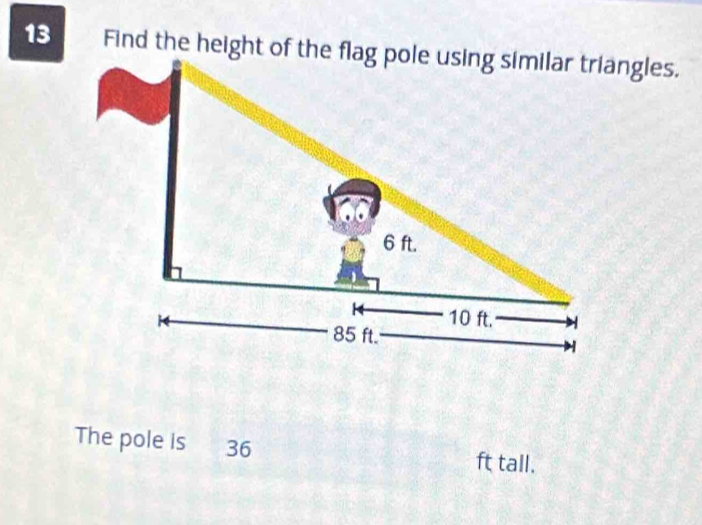 The pole is 36 ft tall.