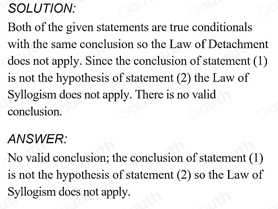 Solved: cONSTRUCT ARGUMENTS Determine a valid conclusion from the given ...