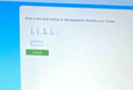 What is the next fraction in this sequence? Simplify your answer
 2/5 ,  1/3 ,  9/15 ,  1/5 , _
Submit