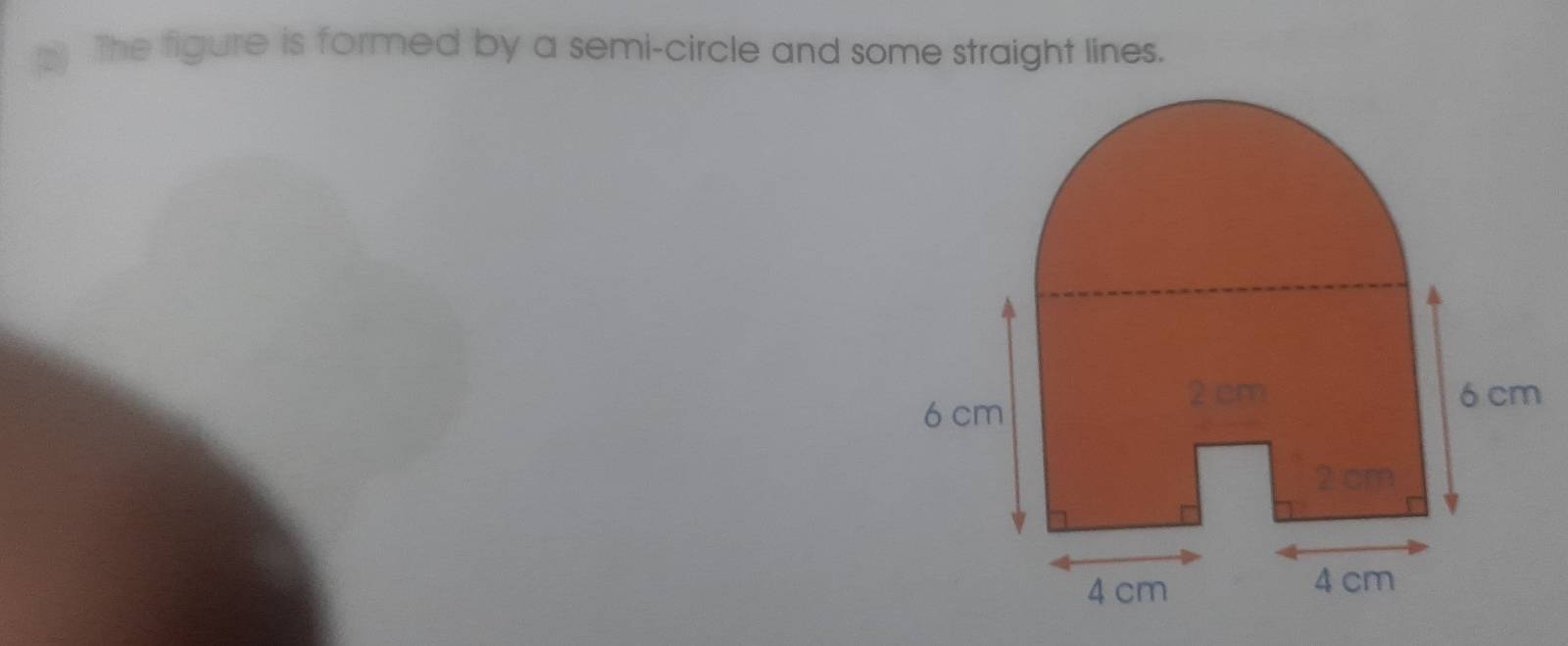 The figure is formed by a semi-circle and some straight lines.