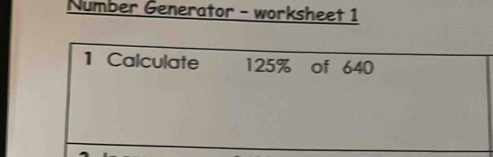 Number Generator - worksheet 1