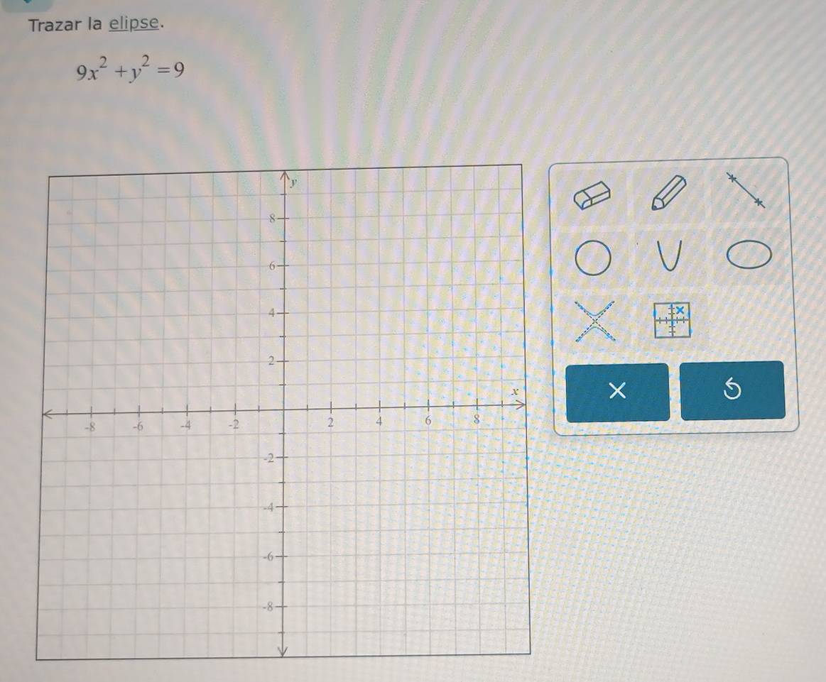 Trazar la elipse.
9x^2+y^2=9
×