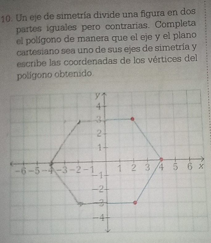 Solved: Un eje de simetría divide una figura en dos partes iguales pero ...