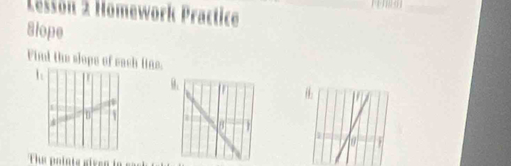 Lesson 2 Homework Practice 
8lope 
Find the slope of each line. 
1