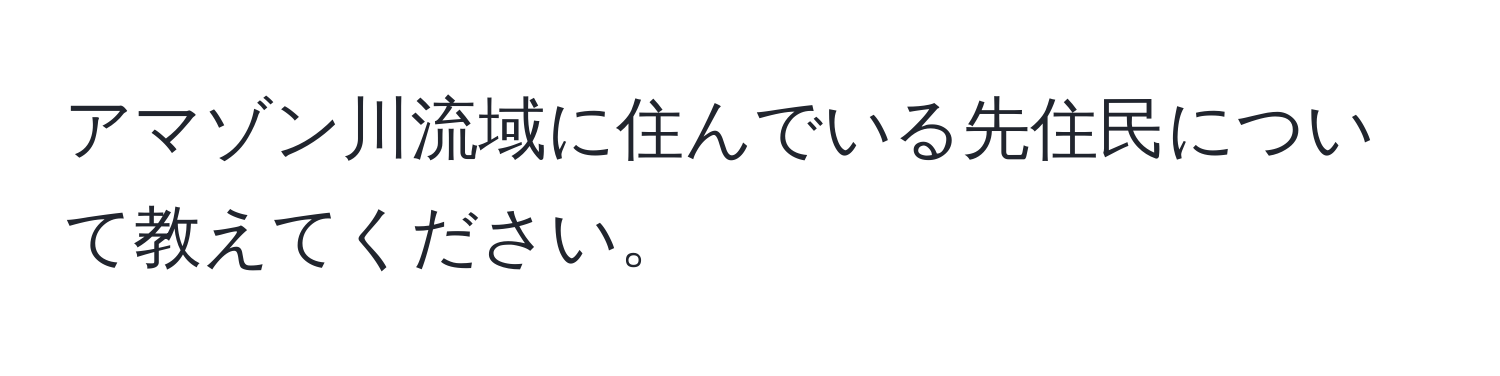 アマゾン川流域に住んでいる先住民について教えてください。