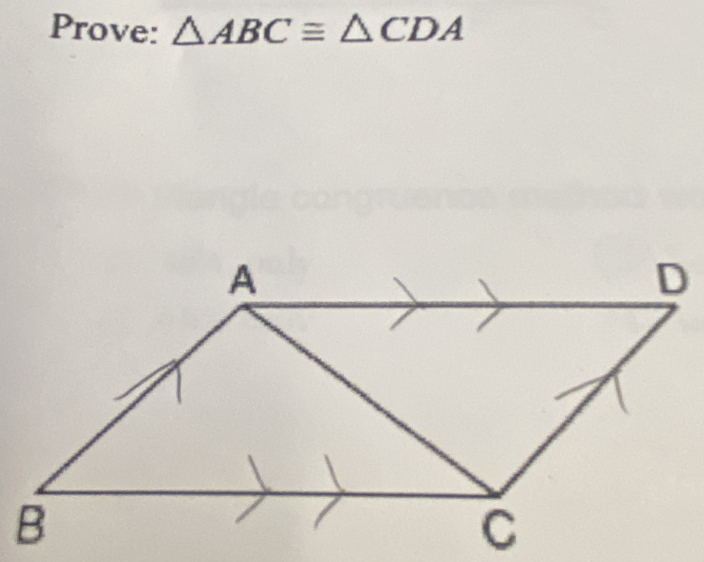 Prove: △ ABC≌ △ CDA