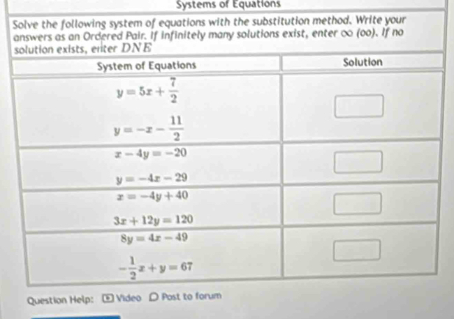 Systems of Equations
S