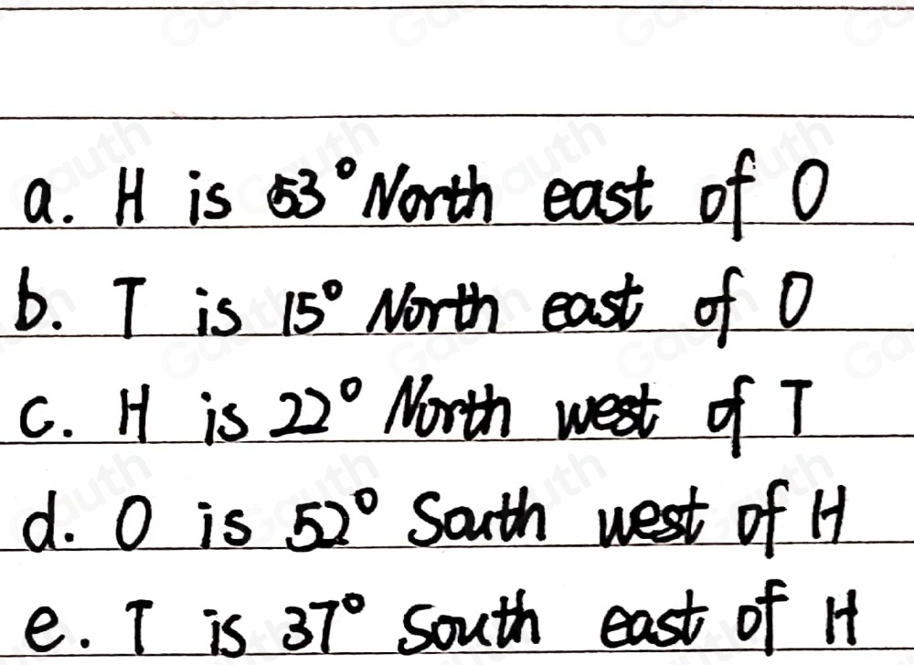Solved: Answer the following: 1. The positions of H, O, and T are shown ...