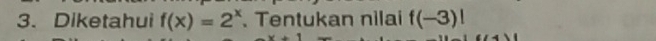 Diketahui f(x)=2^x. Tentukan nilai f(-3)!