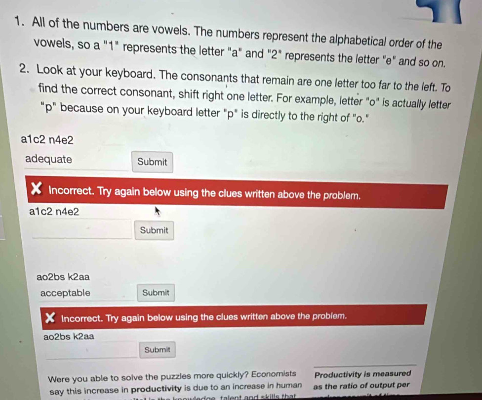 Solved: All of the numbers are vowels. The numbers represent the ...