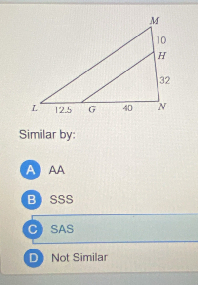 Similar by:
AAA
BSSS
CSAS
D Not Similar