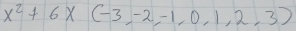 x^2+6x(-3,-2,-1,0,1,2,3)