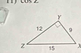 1 cos ∠