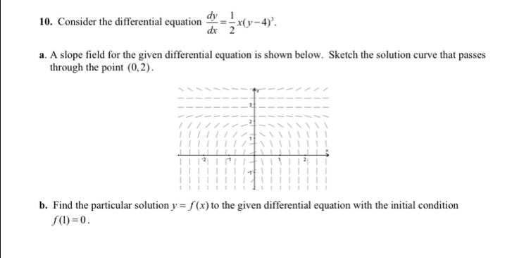 Solved: Consider the differential equation dy/dx = 1/2 x(y-4)^3. a. A ...