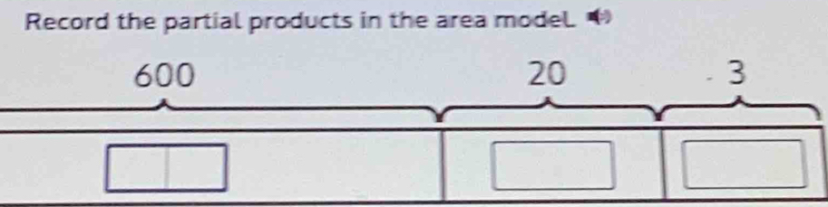 Record the partial products in the area model