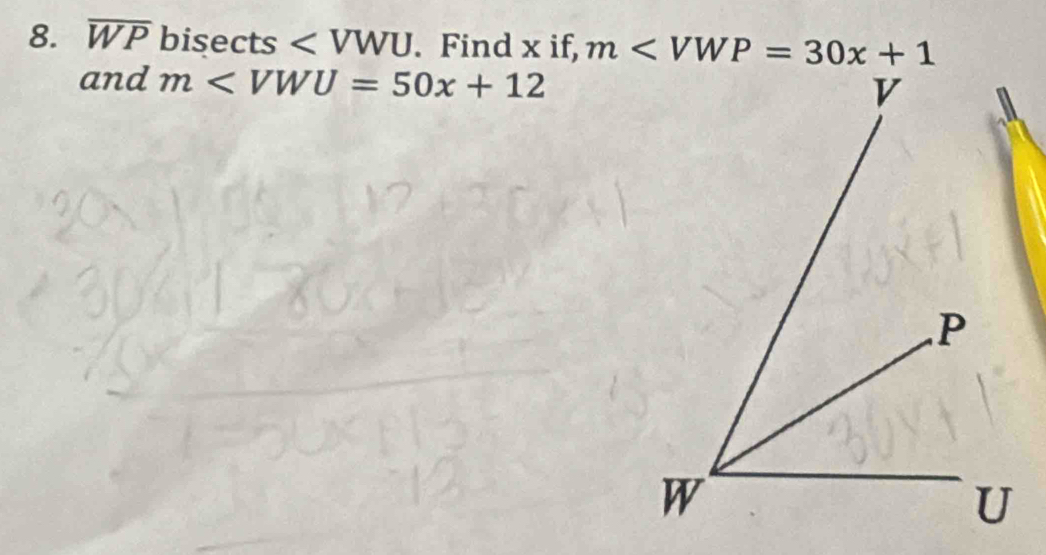 overline WP bisect ts . Find x if, m
and m