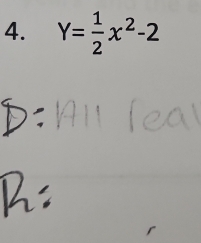 Y= 1/2 x^2-2