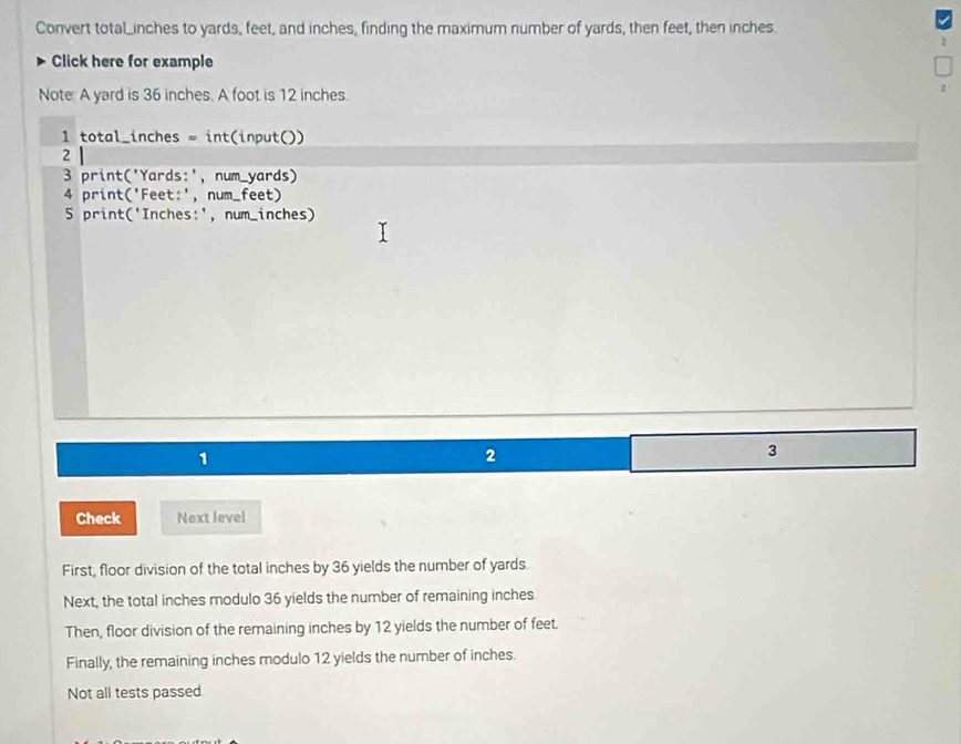 Solved: Convert total_ inches to yards, feet, and inches, finding the ...