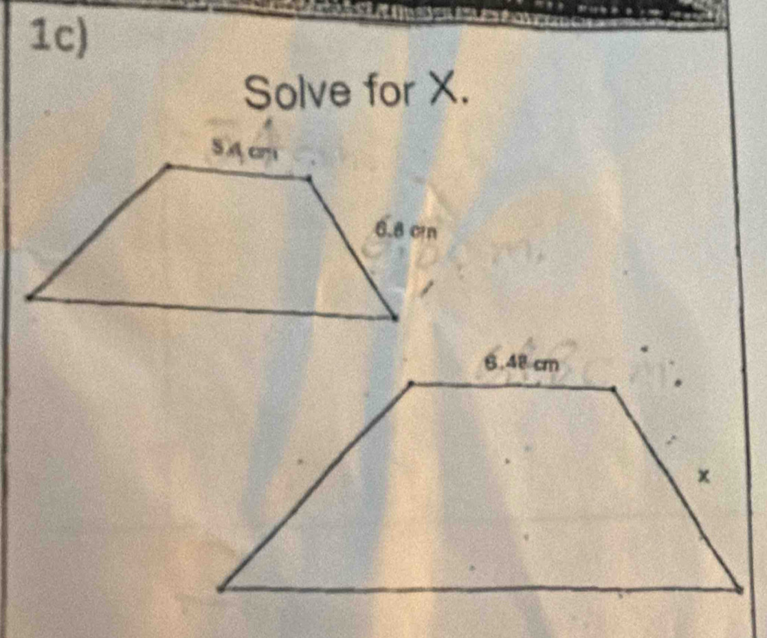 1c) 
Solve for X.