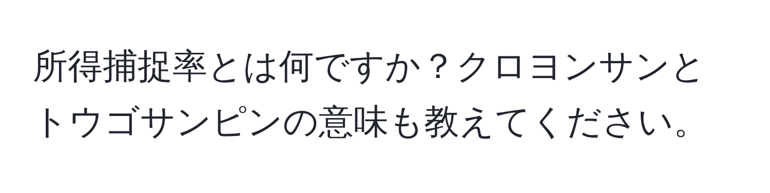 所得捕捉率とは何ですか？クロヨンサンとトウゴサンピンの意味も教えてください。