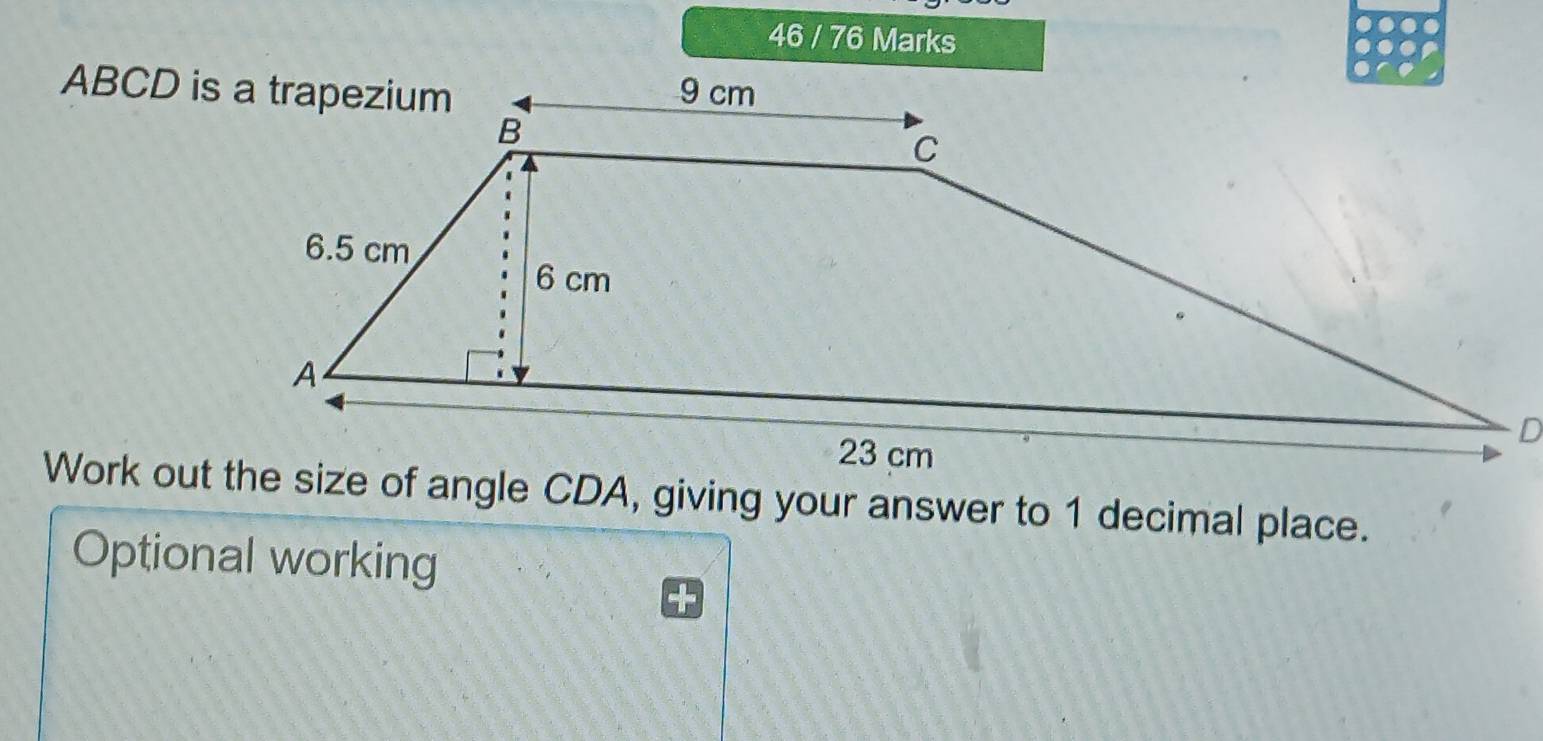 46 / 76 Marks 
Optional working