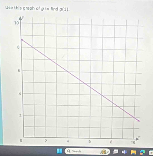 Use this graph of g to find g(1). 
Q Search