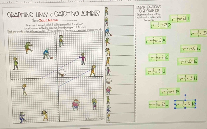 Solved: LINEAR EQUATIONS GRAPHING LINES C CATCHING ZOMBIES TO RE ...