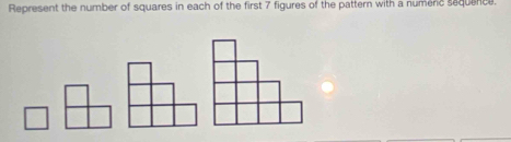 Represent the number of squares in each of the first 7 figures of the pattern with a numenc sequence.