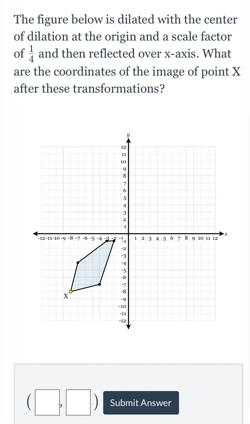 Solved: The figure below is dilated with the center of dilation at the ...