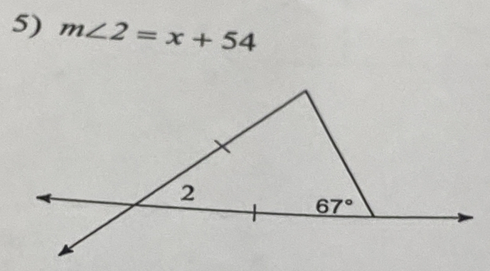 m∠ 2=x+54