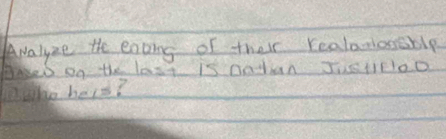 ANalyze the eating of their realamossble 
haseD on the last is nahan JusHcloo 
D. aho heis?