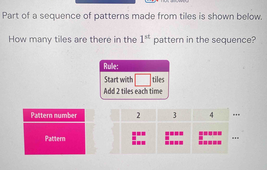 Solved: wea Part of a sequence of patterns made from tiles is shown ...
