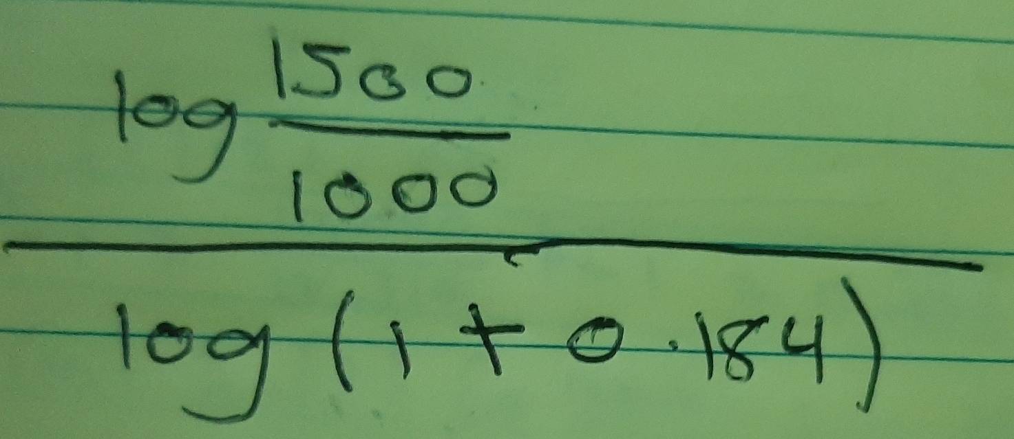 frac log  1500/1000 --log (1+0.154)