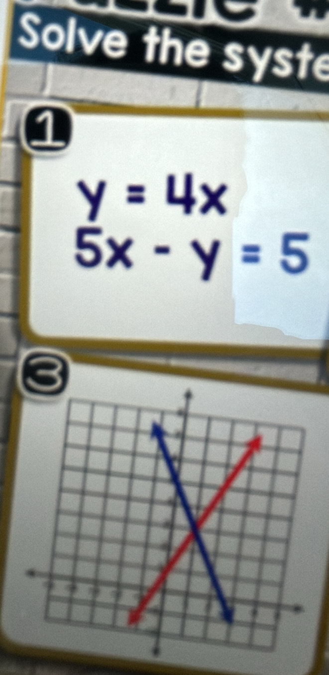 Solve the syste
n
y=4x
5x-y=5