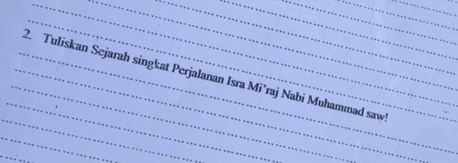 Tuliskan Sejarah singkat Perjalanan Isra Mi’raj Nabi Muhammad saw 
_ 
_ 
_