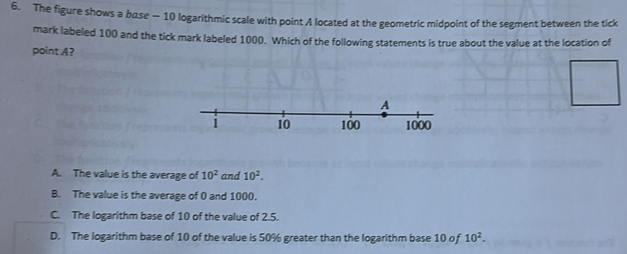 Solved: The figure shows a base — 10 logarithmic scale with point A ...