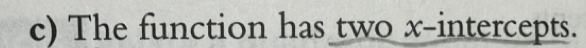 The function has two x-intercepts.