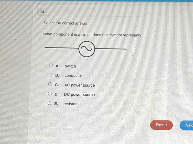 Select the correct answer. What component in a circuit does this symbol ...