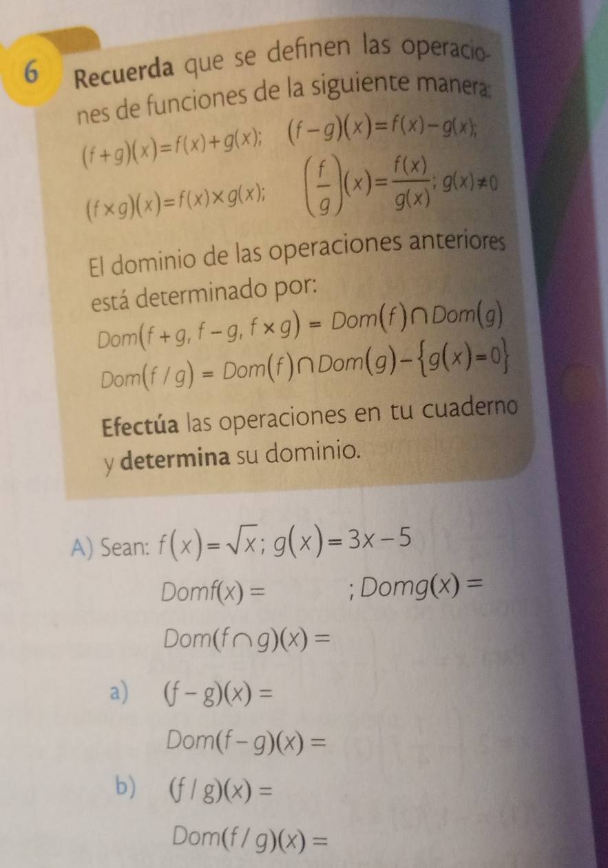Resuelto:Recuerda que se definen las operacio nes de funciones de la ...