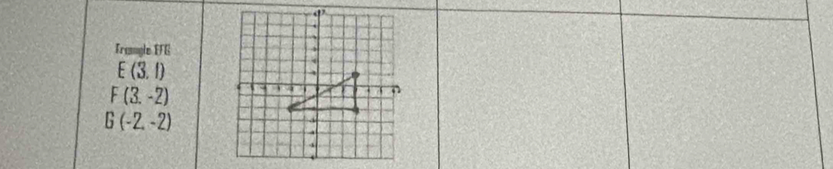 Treangle EFG
E(3,1)
F(3.-2)
G(-2,-2)