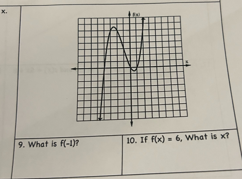 What is f(-1) 2 10. If f(x)=6 , What is x?