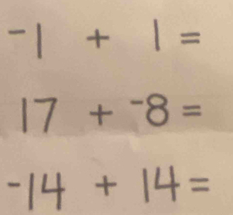 -| + | =
17+^-8=
-14 + 14=