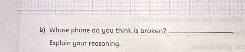 Whose phone do you think is broken?_ 
Explain your reasoning.