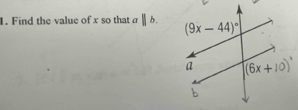 Find the value of x so that a ||b.