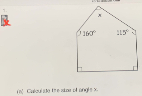 Solved: corbattmaths com 1. (a) Calculate the size of angle x. [Math]