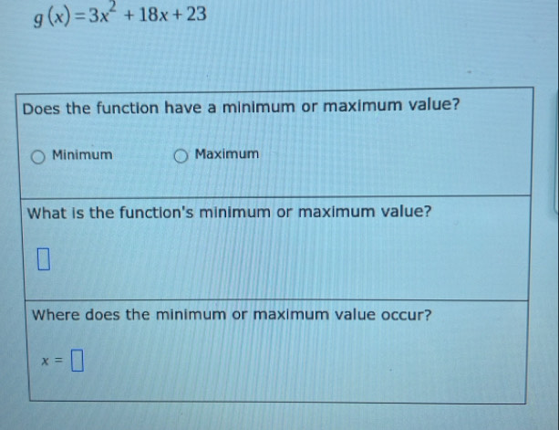 g(x)=3x^2+18x+23