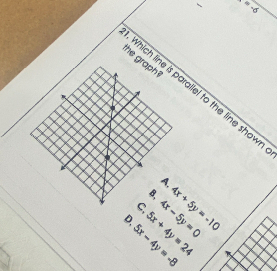 x=-6
5x+4y=24
5x-4y=-8